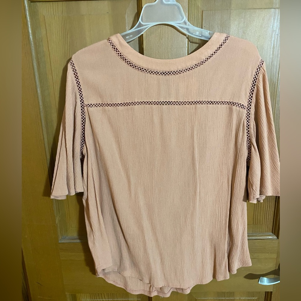 Ava & Viv Burnt Orange Blouse with Lace Trim